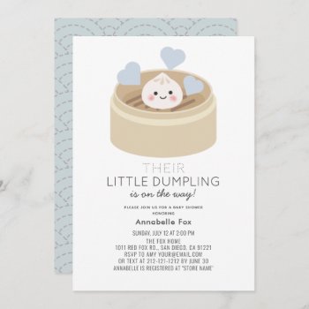 Little Dumpling Blue Baby Shower Invitation by rikkas at Zazzle