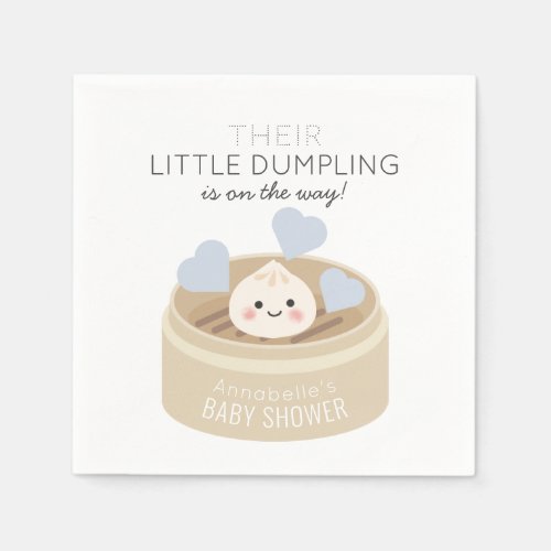 Little Dumpling Blue Baby Shower Napkins