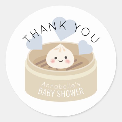 Little Dumpling Blue Baby Shower Thank You Classic Round Sticker