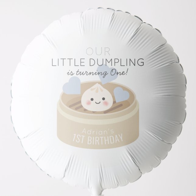 Little Dumpling Blue Boy Birthday Balloon (Front)