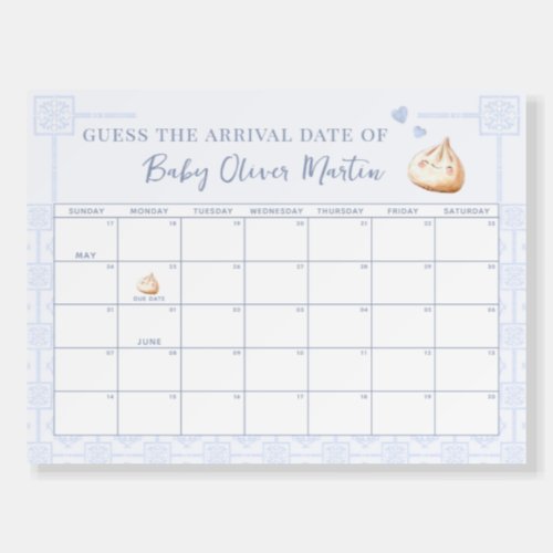 Little Dumpling Blue Guess The Due Date Calendar Foam Board