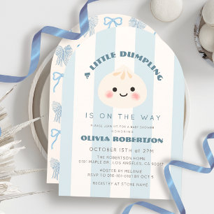 Little Dumpling Blue Stripes Boy Baby Shower Invitation