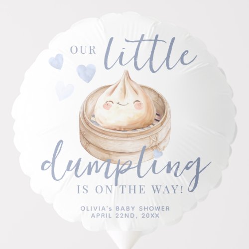 Little Dumpling Blue Watercolor Baby Shower Balloon