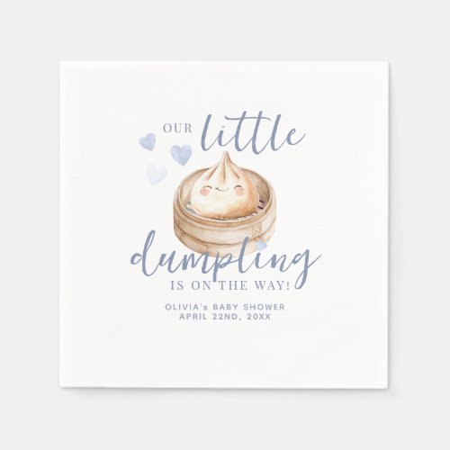 Little Dumpling Blue Watercolor Baby Shower Napkins
