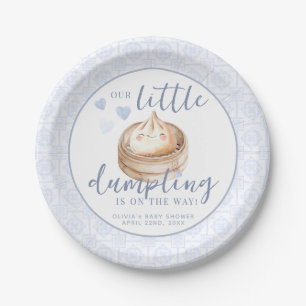 Little Dumpling Blue Watercolor Baby Shower Paper  Plates