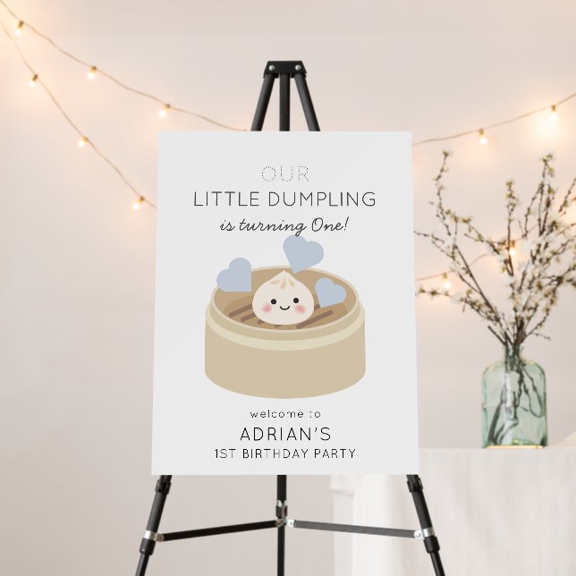 Little Dumpling Boy Birthday Welcome Foam Board (In Situ (Stand))