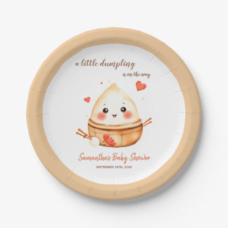 Little Dumpling Cute Watercolor Baby Shower Paper Plates