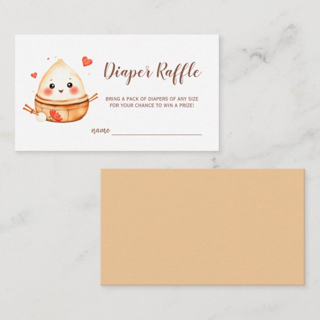 Little Dumpling Diaper Raffle Baby Shower Game  Enclosure Card (Front/Back)