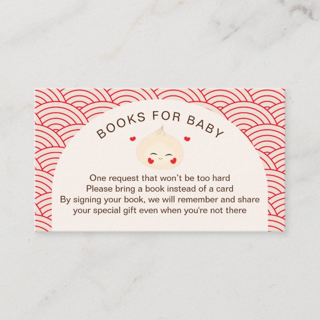 Little Dumpling Dim Sum Baby Shower Enclosure Card (Front)