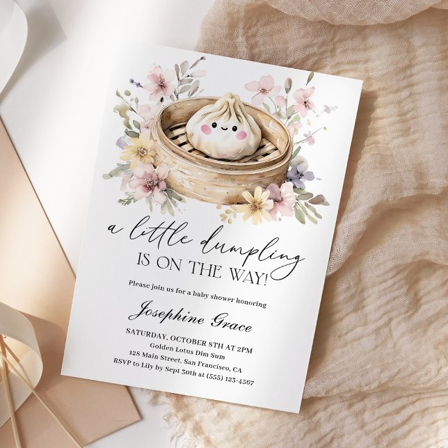 Little Dumpling Dim Sum Floral Baby Shower Invitation (Creator Uploaded)