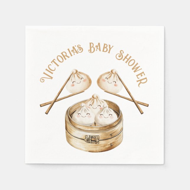 Little Dumpling Dim Sum Gender Neutral Baby Shower Napkins (Front)