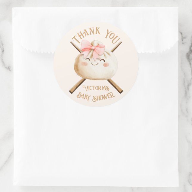 Little Dumpling Dim Sum Girl Baby Shower Classic Round Sticker (Bag)