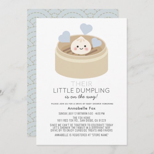Little Dumpling Drive_by Boy Baby Shower Invitation