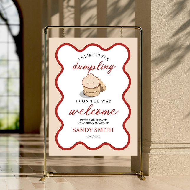 Little Dumpling Gender Neutral Welcome Baby Shower Foam Board (Little Dumpling Baby Shower Welcome Sign)