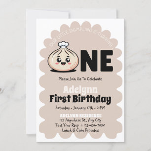 Little Dumpling Girl 1st Birthday Party Invitation