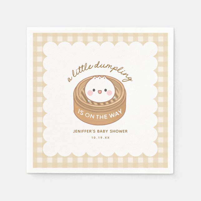 Little Dumpling Is On The Way Baby Shower Napkins (Front)