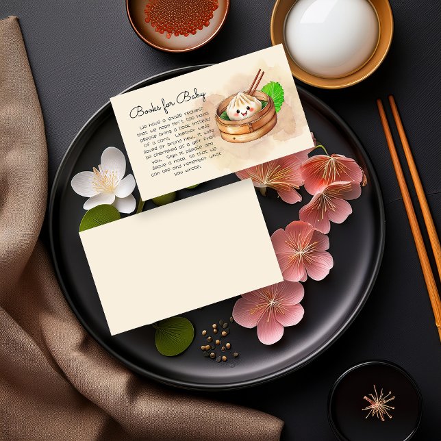 Little Dumpling Kwai Baby Shower Books for Baby Enclosure Card ("A Sweet Little Dumpling Is On The Way!" Kwai Steamed Dumpling Baby Shower Books for Baby)