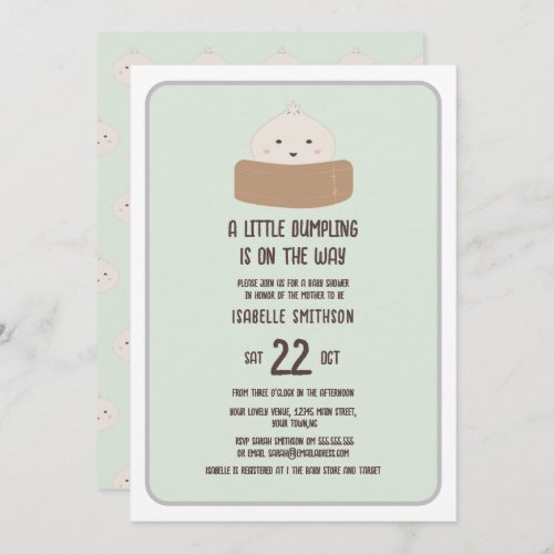 Little Dumpling On The Way Green Baby Shower Invitation