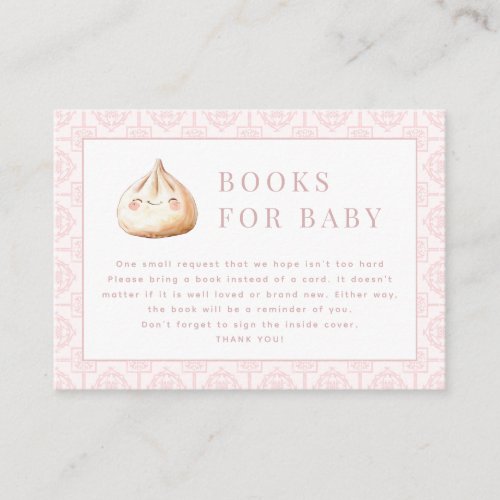 Little Dumpling Pink Baby Shower Books For Baby Enclosure Card