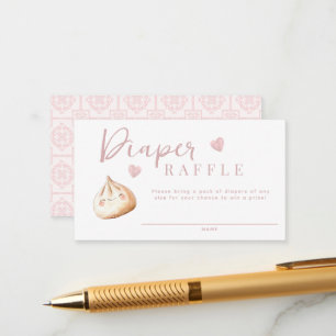 Little Dumpling Pink Baby Shower Diaper Raffle Tic Enclosure Card