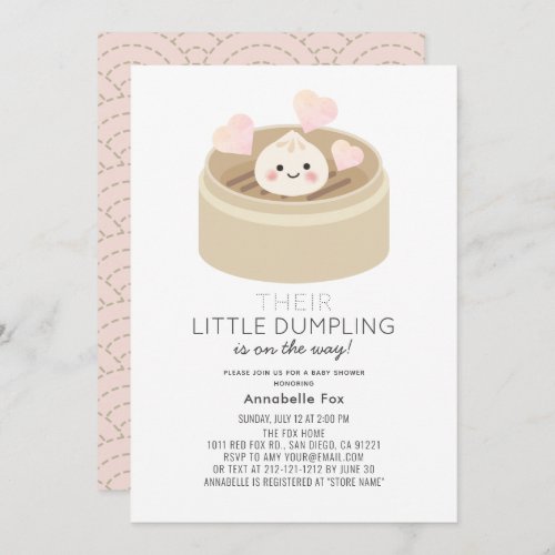 Little Dumpling Pink Baby Shower Invitation