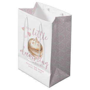 Little Dumpling Pink Girl Baby Shower Medium Gift  Bag