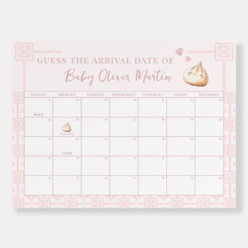 Little Dumpling Pink Guess The Due Date Calendar Foam Board