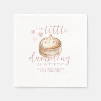 Little Dumpling Pink Watercolor Baby Shower Napkin
