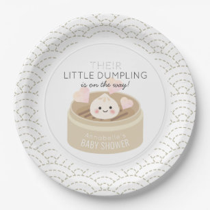 Little Dumpling White Baby Shower Paper Plates