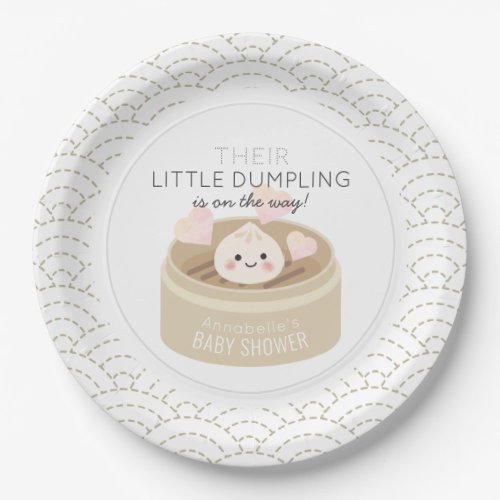 Little Dumpling White Baby Shower Paper Plates