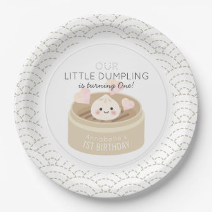 Little Dumpling White Birthday Paper Plates