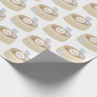 Little Dumpling White Blue Boy Wrapping Paper