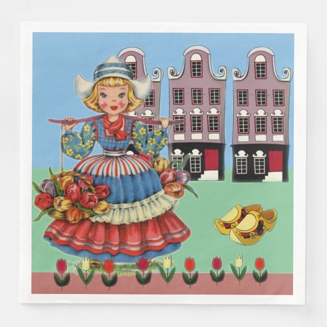 Little Dutch Girl in National Costume Paper Dinner Napkins (Front)