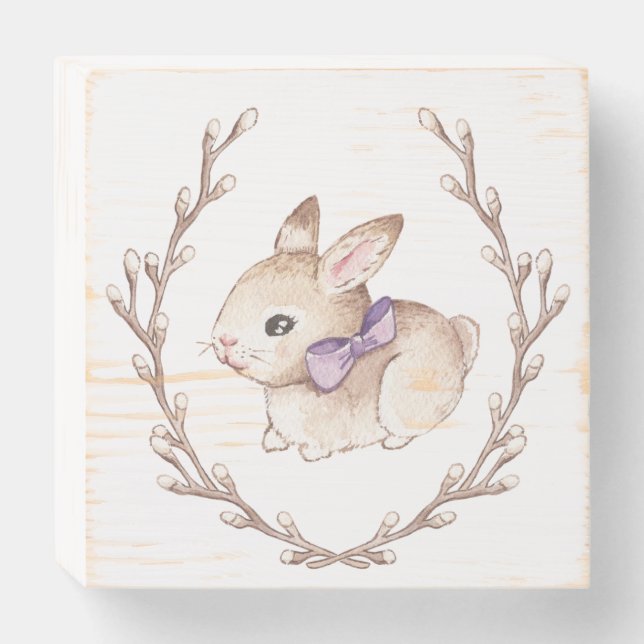 Little Easter Bunny Wood Box Wall Sign (Front Horizontal)