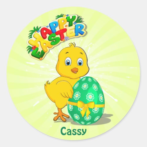 Little Easter Chicken Cartoon Classic Round Sticker