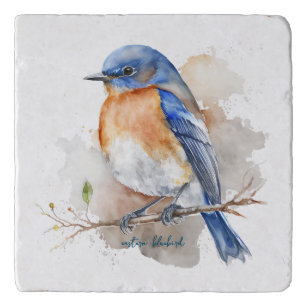 Little Eastern Bluebird Rustic Watercolor Trivet