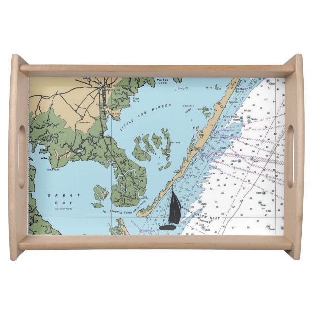 Little Egg Harbor NJ Chart Serving Tray (Front)