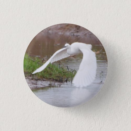 Little Egret in Flight Badge Button