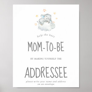 Little Elephant Baby Boy Address an Envelope Poster