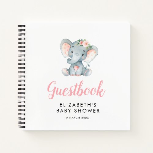 little elephant baby shower guestbook notebook