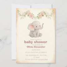 Little Elephant Baby Shower Invitation 