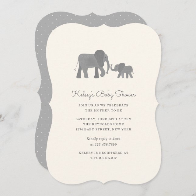 Little Elephant Baby Shower Invite (Front/Back)