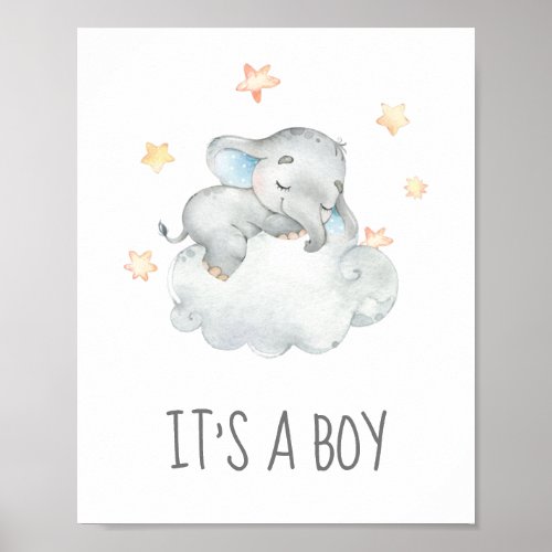 Little Elephant Baby Shower Its a Boy Sign