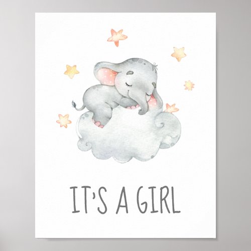 Little Elephant Baby Shower Its a Girl Sign