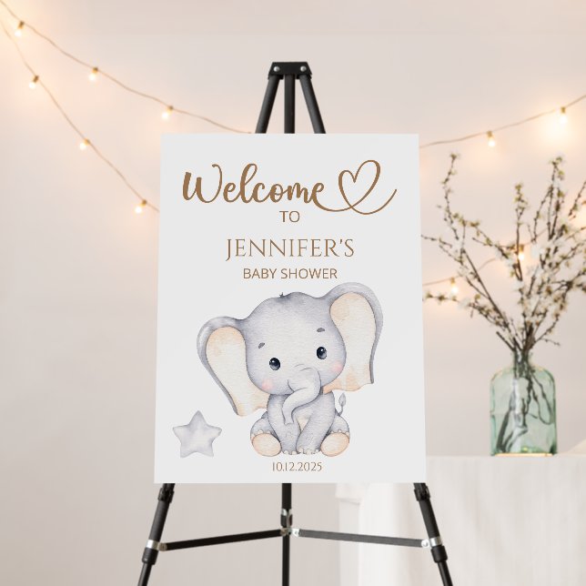 Little Elephant baby shower welcome foam board  (In Situ (Stand))
