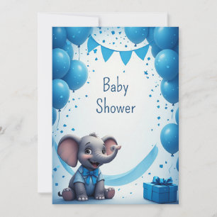 Little Elephant Birthday Party Fun 🐘 Invitation