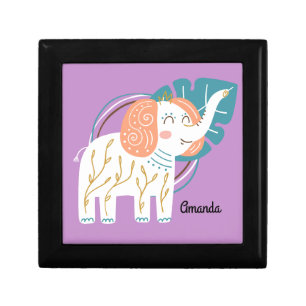 Little Elephant Boho Custom Name Gift Box