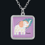 Little Elephant Boho Custom Name Silver Plated Necklace<br><div class="desc">At the heart of this delightful design is a charming little elephant, exuding a sense of warmth and innocence. With its intricately detailed patterns and gentle hues, the elephant represents both playfulness and serenity, making it a wonderful companion for your child's imaginative adventures. This enchanting piece combines the whimsical charm...</div>