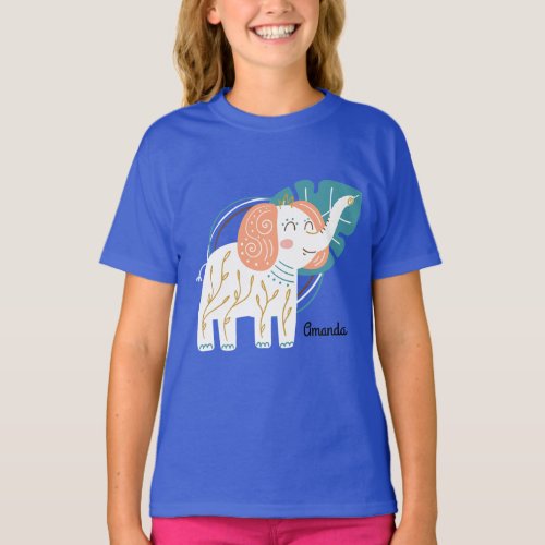 Little Elephant Boho Custom Name T_Shirt