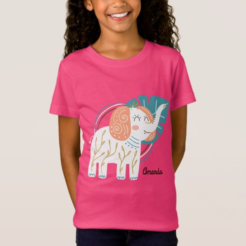 Little Elephant Boho Custom Name T_Shirt